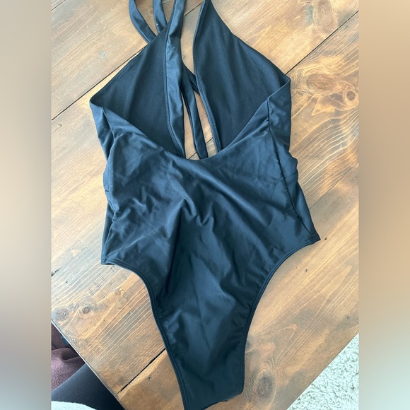 Abercrombie Black One Piece Swimsuit with halter wrap neck - Picture 3 of 4